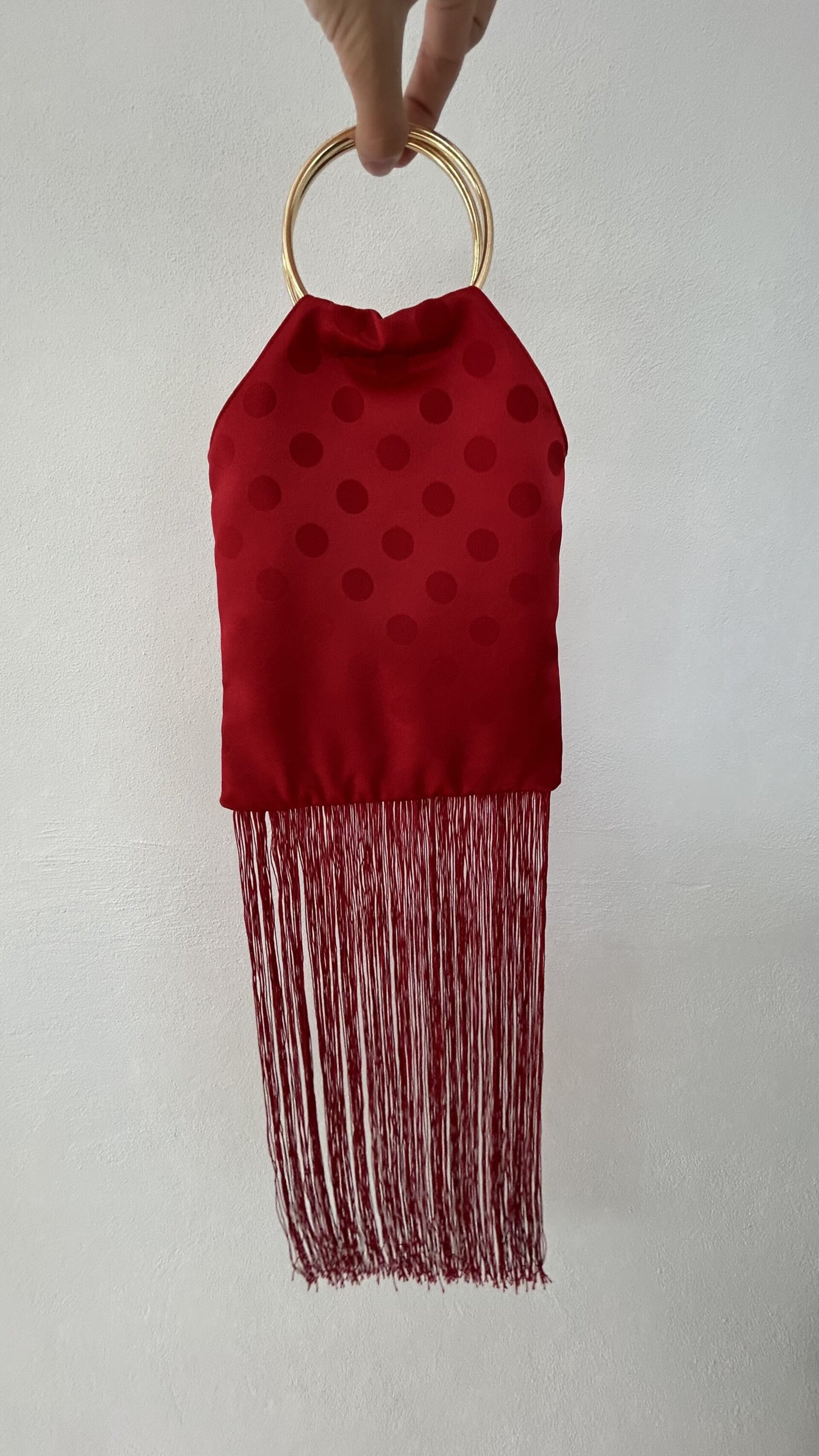 Bolso Lunares Rojo Flecos - 2
